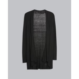 Eileen Fisher Black Polished Linen Rib Lightweight Cardigan Sweater Plus Size 1X